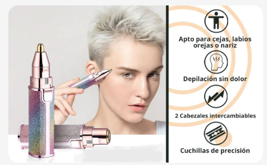 Depiladora facial 2 en 1 | Efecto purpurina